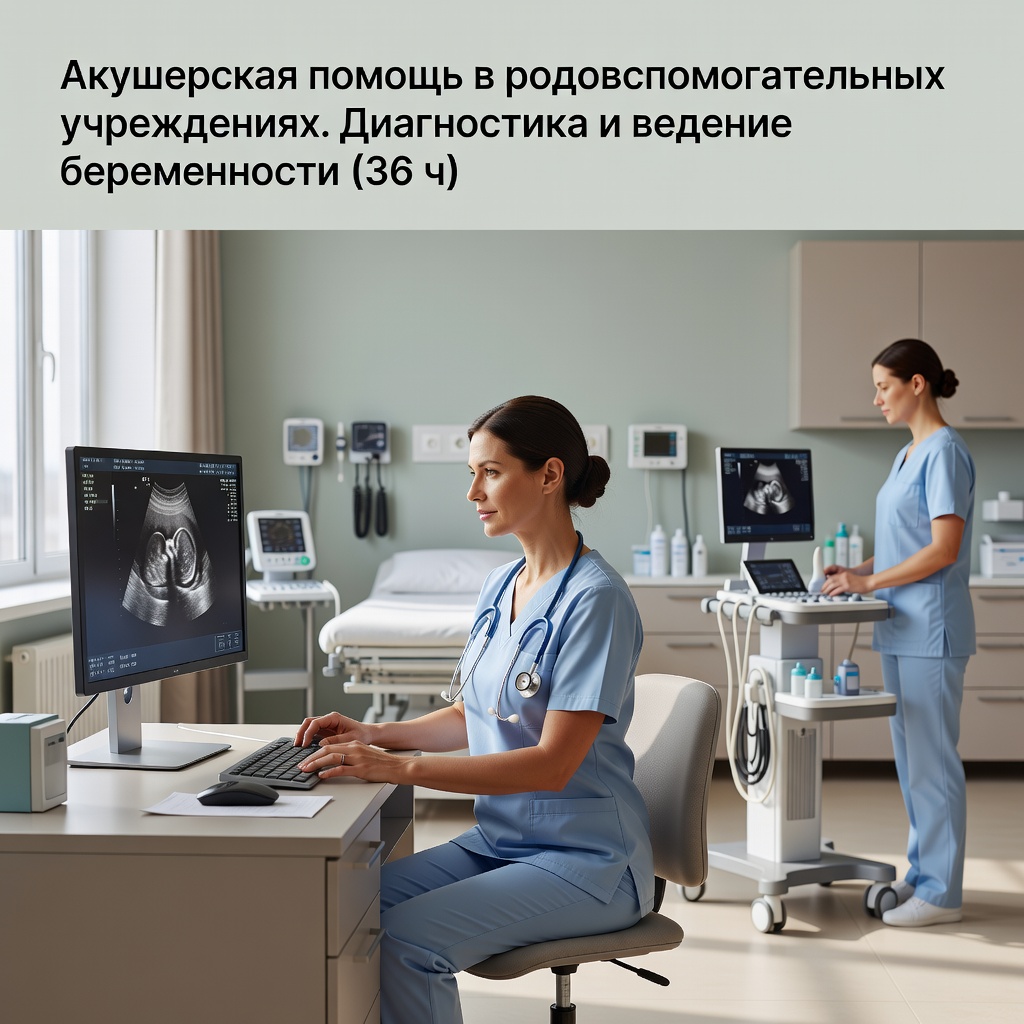 Акушерская помощь в родовспомогательных учреждениях. Диагностика и ведение беременности (36 ч)